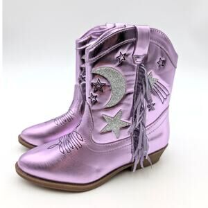 Tucker + Tate Cosmo Fringe Metallic Western Boots Kids Purple Size US13M EU31